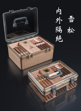 灰吧/HUIBA雪茄保湿盒雪松木醇化醒茄便携箱密封雪茄盒