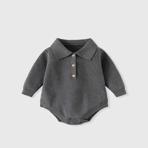 婴儿包屁衣春秋冬季男女宝宝针织毛线POLO领哈衣爬服毛衣外穿冬