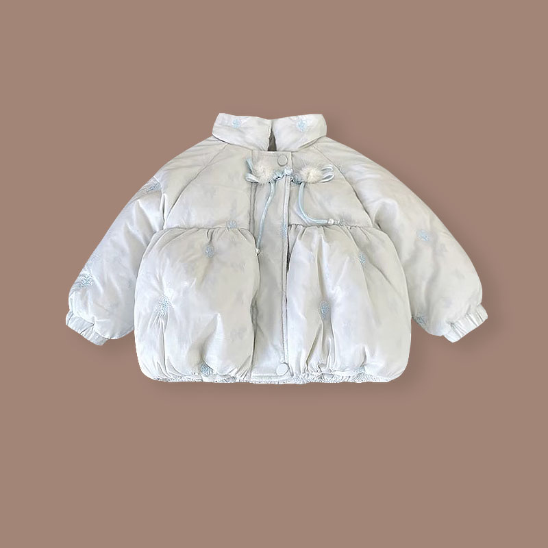 女童羽绒服冬季2025新款儿童蓝色盘扣古风90%白鸭绒保暖宝宝外套