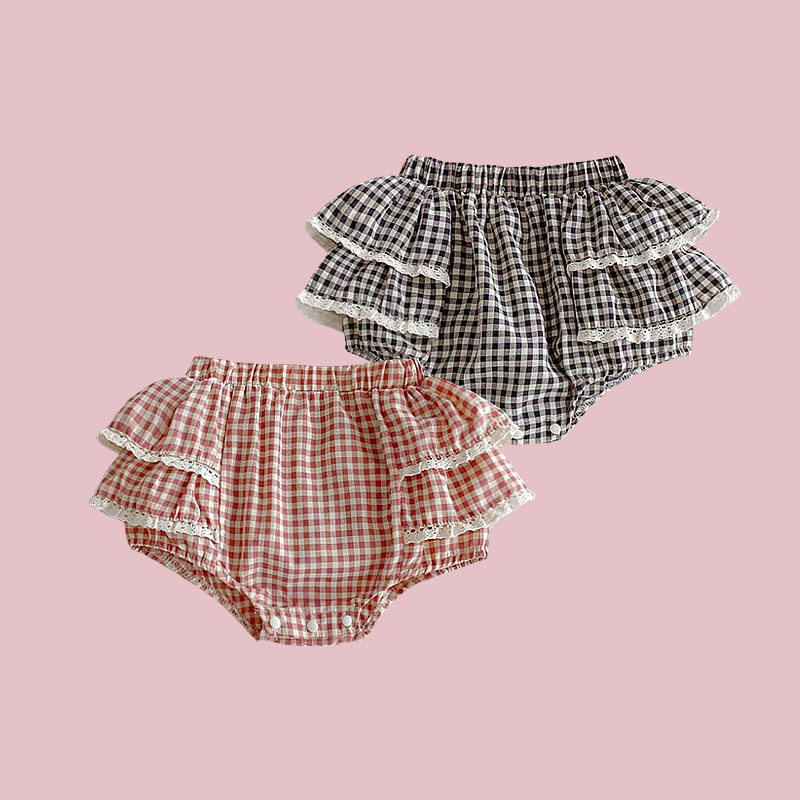 女宝宝夏季格子短裤蕾丝花边花苞裤婴幼儿甜美蛋糕裤裙女童包屁裤,童装/婴儿装/亲子装,裤子,淘宝优惠券,粉丝福利购,淘宝优惠卷