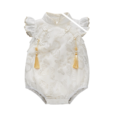 夏季女宝飞袖中国风哈衣三角爬