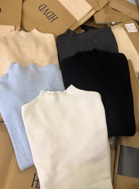 好看的美利诺羊毛打底！秋冬半高领长袖纯色百搭女针织内搭上衣