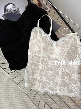 韩系蕾丝纯欲性感吊带背心女带胸垫内搭外穿一体打底上衣2025新款