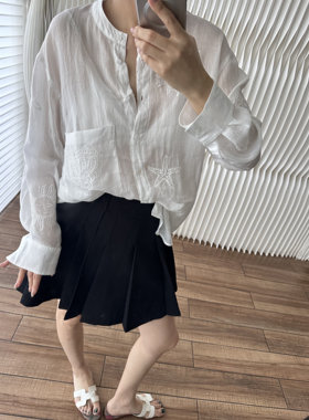 原厂原单原工艺 宽松休闲苎麻女士衬衫