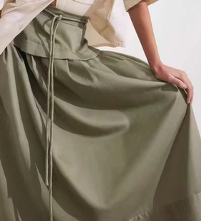 大码 女士宽松大摆半身裙 棉亚麻混纺中长款 无腰带瑞典小众os纯元