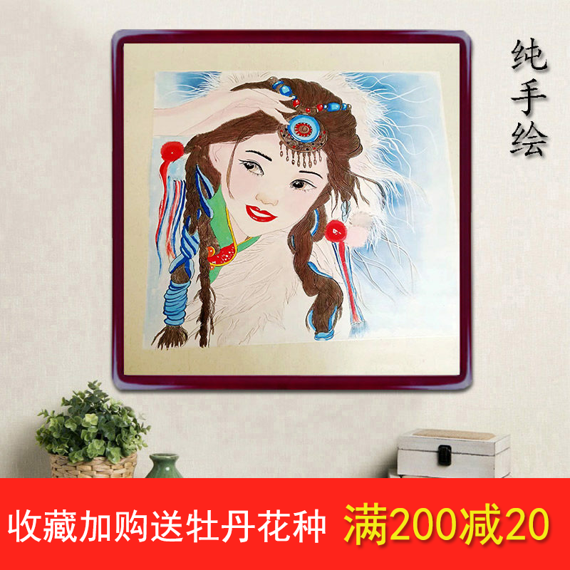 国画人物画花鸟小品斗方纯手绘中式真迹客厅卧室玄关装饰画水墨画