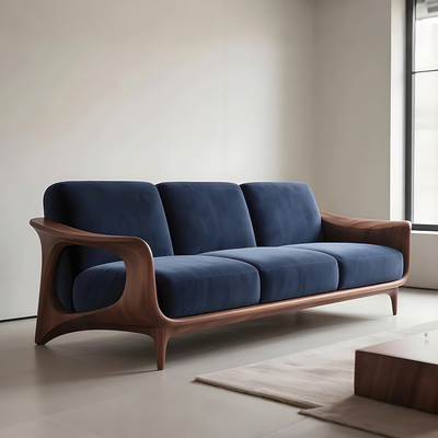 中古风实木沙发黑胡桃木