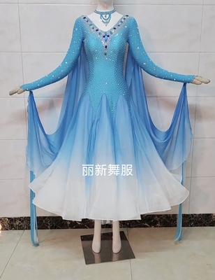 新款天丝比赛服华尔兹狐步探戈快步摩登舞裙国标舞