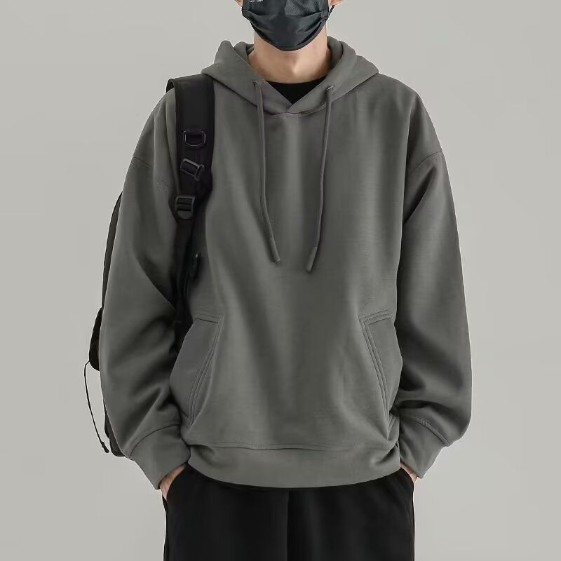 休闲卫衣男士春秋季新款潮流宽松休闲上衣服美式纯色连帽卫衣情侣