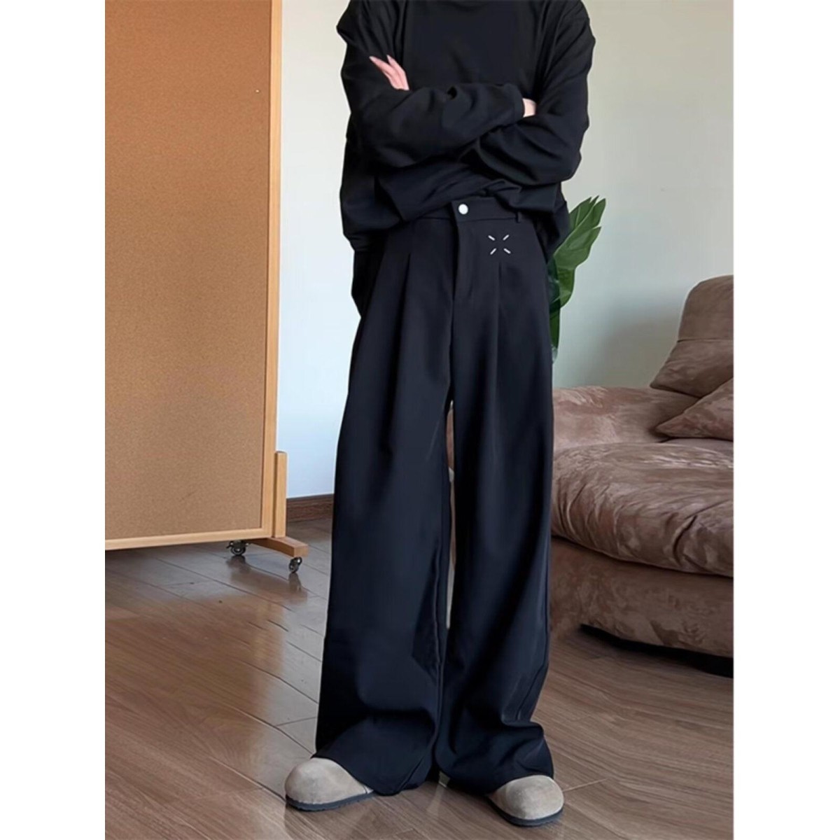 2025新款宽松休闲裤男韩版潮流百搭裤子夏季薄款坠感阔腿拖地长裤,男装,休闲裤,淘宝优惠券,粉丝福利购,淘宝优惠卷