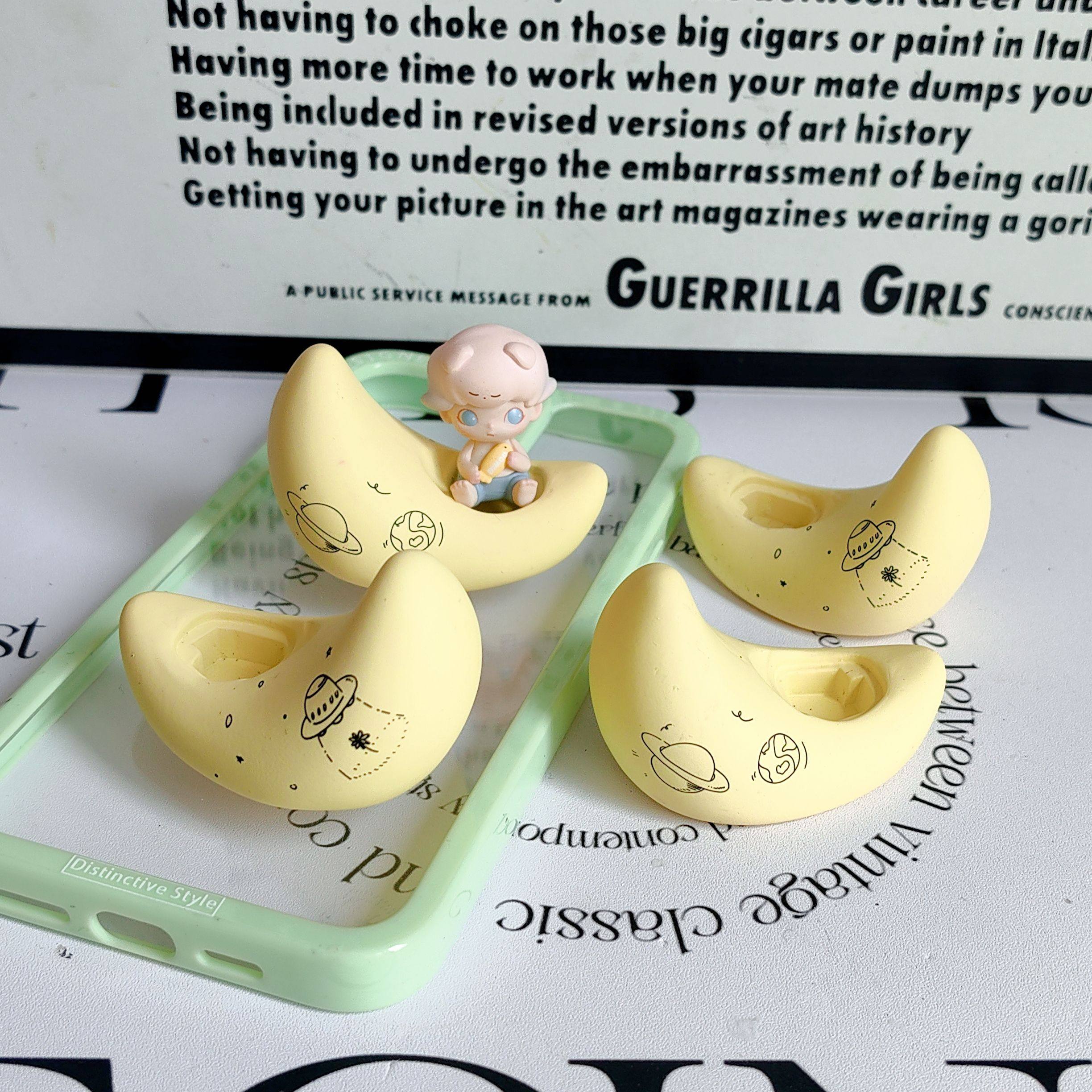 散货 月亮船手感漆的质感精致的涂鸦 DIY奶油胶滴胶配件 场景摆件