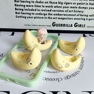 散货 月亮船手感漆的质感精致的涂鸦 DIY奶油胶滴胶配件 场景摆件