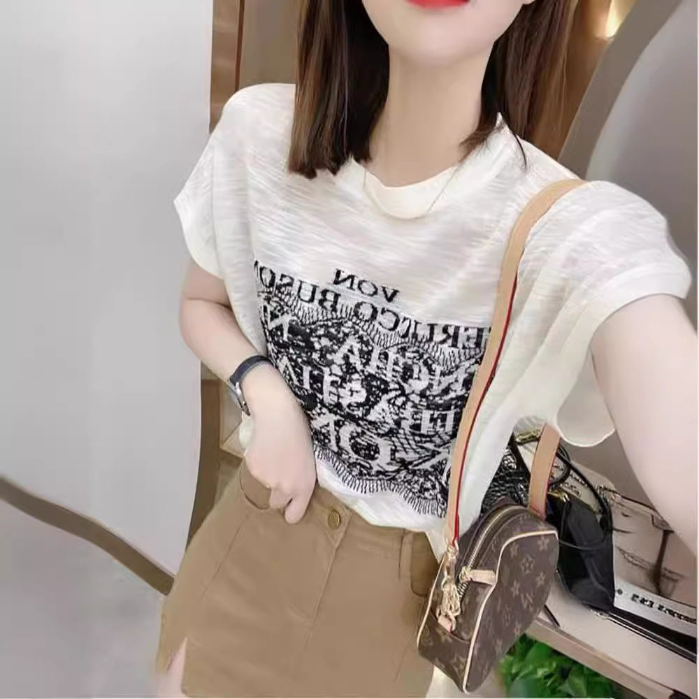 夏季新款字母印花短袖t恤女薄款T恤