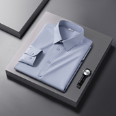 舒适款 七多 高档居家衬衣 男商务衣服春冬季 新款 桑蚕丝 青色衬衫