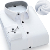 寸男士 冬季 保暖衬衣 加绒加厚商务修身 潮伴郎职业正装 白衬衫 男长袖