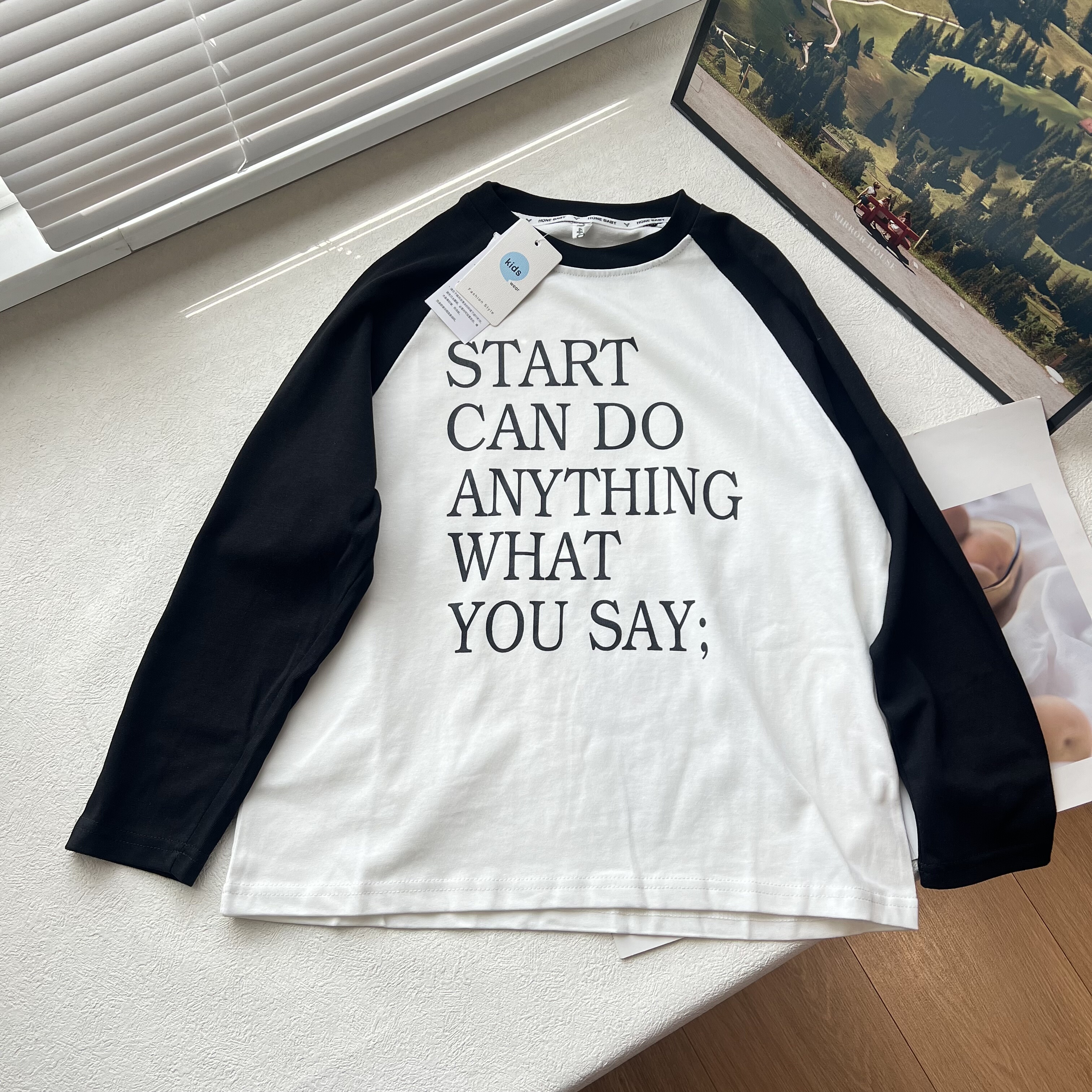 5A秋装 全棉纯棉儿童长袖男女孩童中大童圆领上衣T恤 120-160