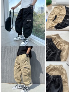 男童裤子夏季薄款2026新款儿童夏装防蚊裤男孩帅气工装裤夏款长裤