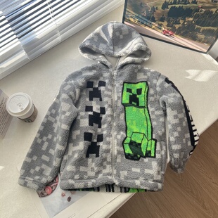 冬季户外羊羔绒毛毛衣儿童童装保暖舒适男童卫衣外套 3-12岁