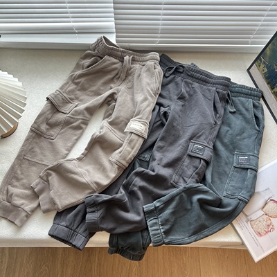 新款童装男女童装多袋裤运动长裤儿童裤裤子卫裤工装裤 100-165