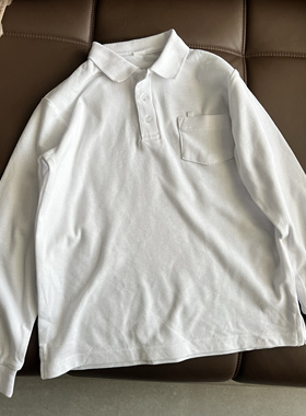 8B纯白色研学班服儿童大合唱JK表演出服装poloT恤翻领 平替校服