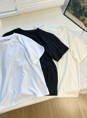 16B纯色百搭舒适男女童中大童光版短袖活动圆领上衣T恤100-160