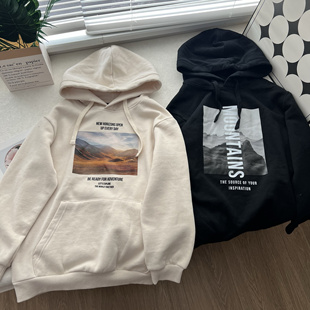 断码清 出口中大童青少年加绒加厚连帽套头儿童卫衣童装 120-146