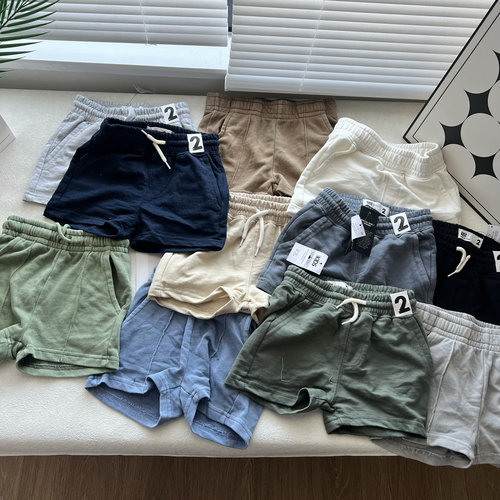 瑕疵马卡龙色系 INS风小童棉中童细毛圈儿童童装裤子 短裤80-150