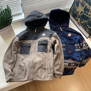 新款美式外套抓绒运动大童青少年卫衣加绒童装 摇粒绒 130-170