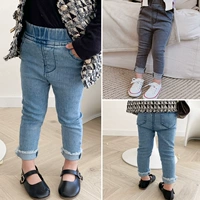 2019 bé gái mặc mùa thu mới hoang dã mỏng Slim Hàn Quốc giản dị chân quần jeans nữ bé quần dài - Quần jean quần bò cho bé