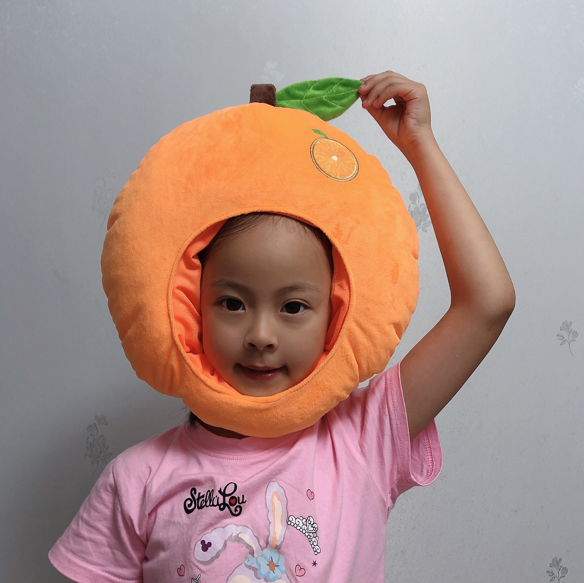 可爱搞怪卡通保暖少女心毛绒水果橙子橘子头套帽子儿童拍照表演