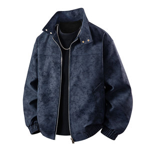 得物品质休闲皮夹克飞行服皮衣男防外套730特P58图片