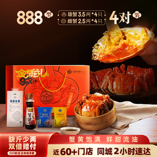 888型8只鲜活螃蟹水产上品蟹特大同城 苏蟹阁大闸蟹礼盒装 活蟹