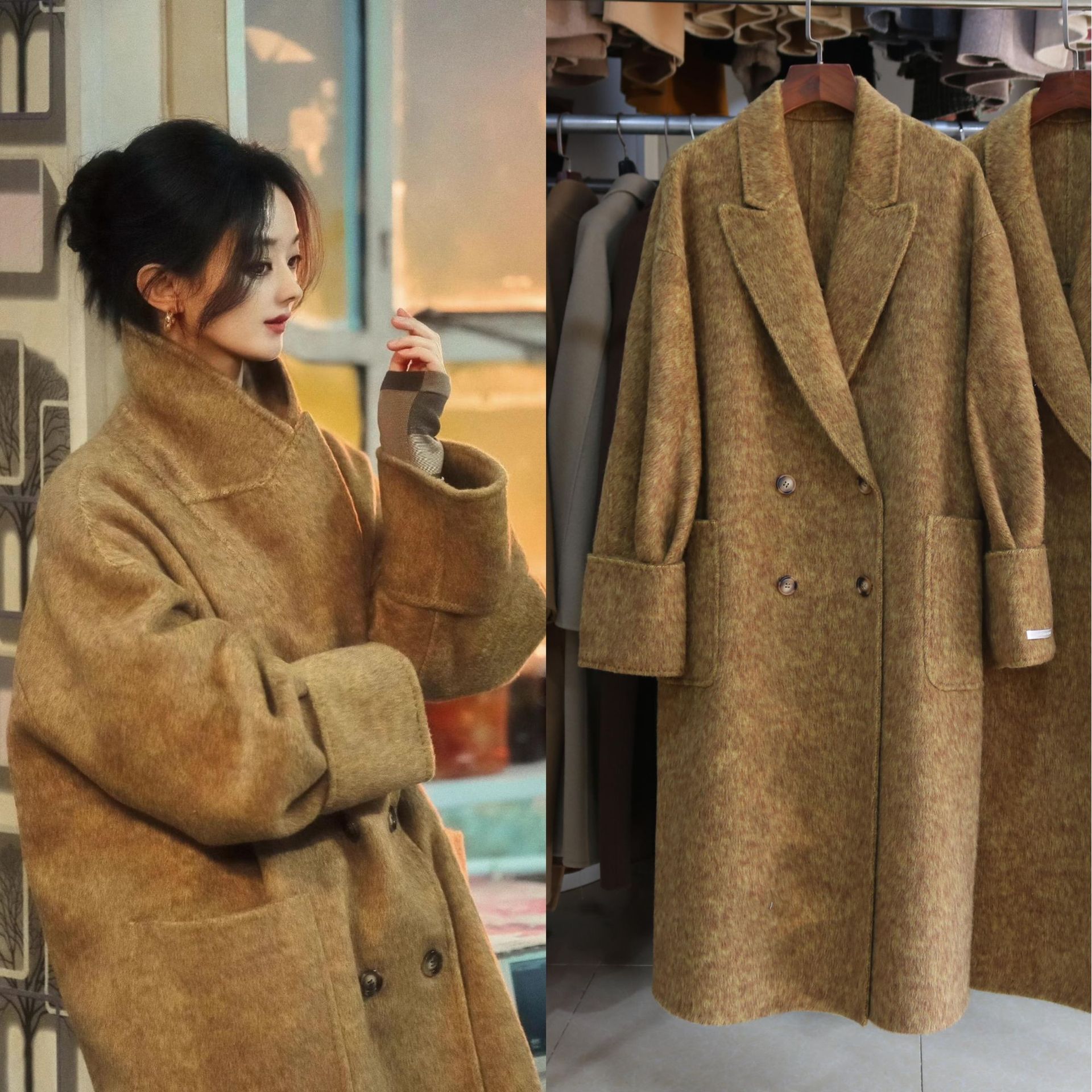 【明星同款】骆驼绒双面羊绒大衣2025冬新款时尚宽松显瘦羊毛外套