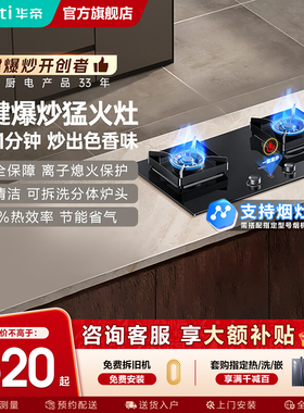 华帝燃气灶家用i10095B煤气灶一键爆炒大火力天然气双炉灶旗舰店