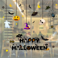 Halloween non-adhesive electrostatic stickers, shop window stickers, pumpkin, skull, blood hand, bar, party and gathering decorations thumbnail 2