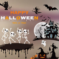 Halloween non-adhesive electrostatic stickers, shop window stickers, pumpkin, skull, blood hand, bar, party and gathering decorations thumbnail 5