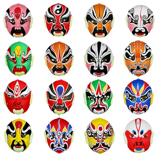 万圣节舞会手绘中式京剧面具变脸京剧脸谱面具装饰