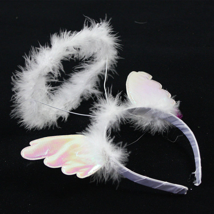 林芳25g六一万圣节装扮派对表演用品儿童头饰发箍-天使带翅膀头箍
