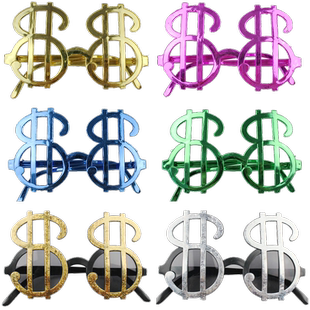 1林芳25g搞怪搞笑派对装扮装饰眼镜电镀美金符号眼镜美元金钱眼镜