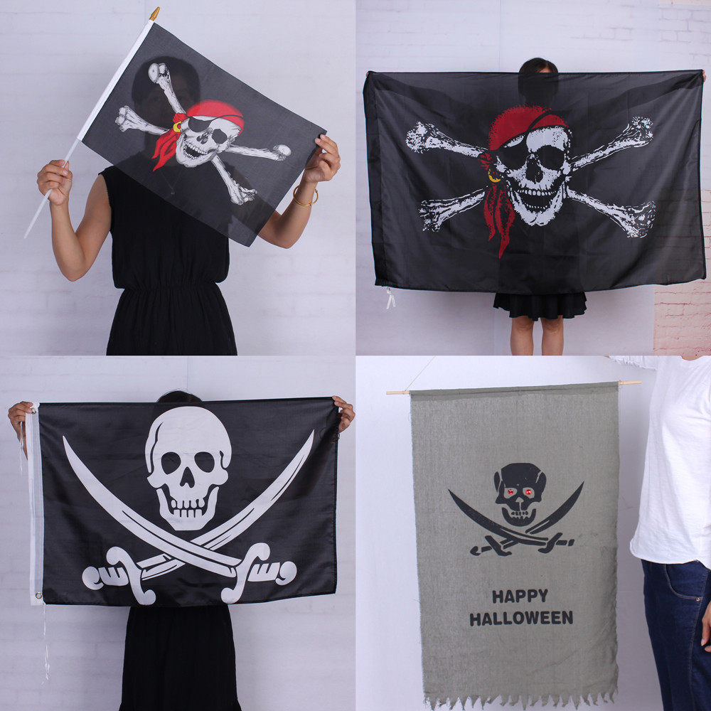 1林芳70g万圣节 酒吧夜店装饰用品 挂旗 骷髅旗 超大海盗旗