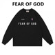 FEAR 纯棉宽松上衣 T恤男女秋冬潮牌高街FOG情侣装 GOD联名长袖