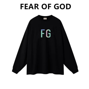 FEAR OF GOD复线富贵FG反光长袖T恤男高街潮牌FOG宽松情侣打底衫