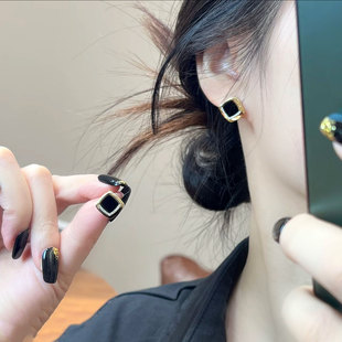 韓式 耳墜輕奢高級感耳飾女 精致幾何菱形方糖耳釘小巧百搭流行時尚