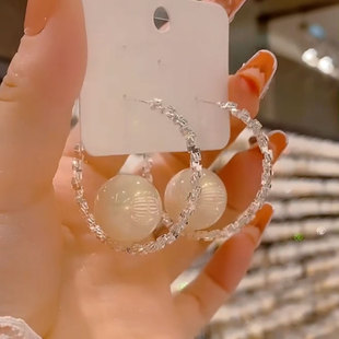 欧美冷淡风夸张设计圈圈珍珠耳环日韩时尚显脸瘦耳坠气质百搭耳饰