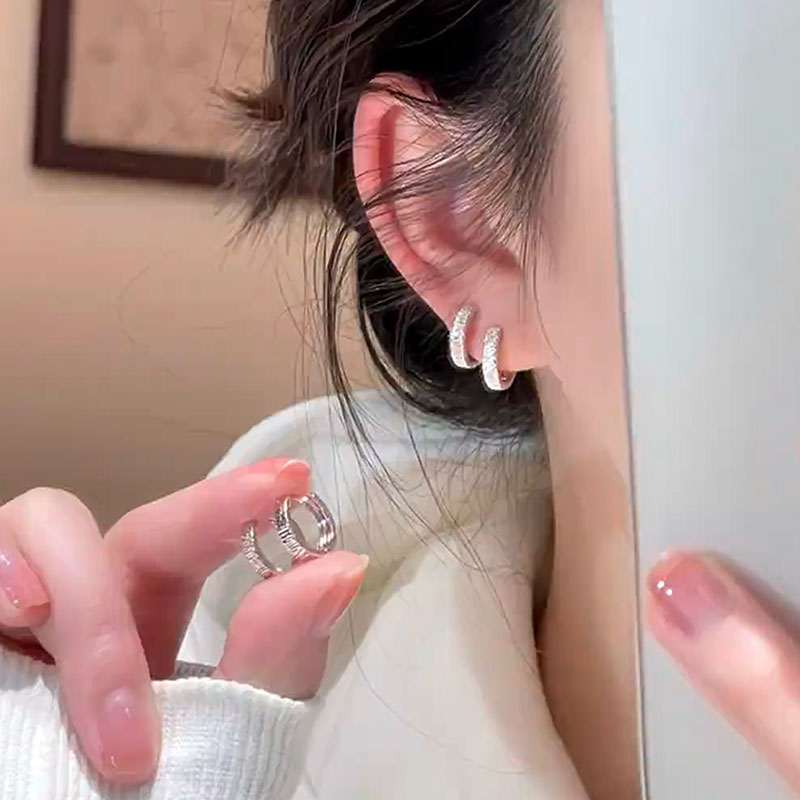 法式高端风素圈四件套耳圈小众女