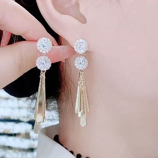 花团锦簇微镶锆石流苏耳环轻奢高级感百搭气质耳坠小众设计感耳饰