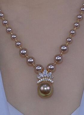 小众设计感镶钻紫色珠珠锁骨链