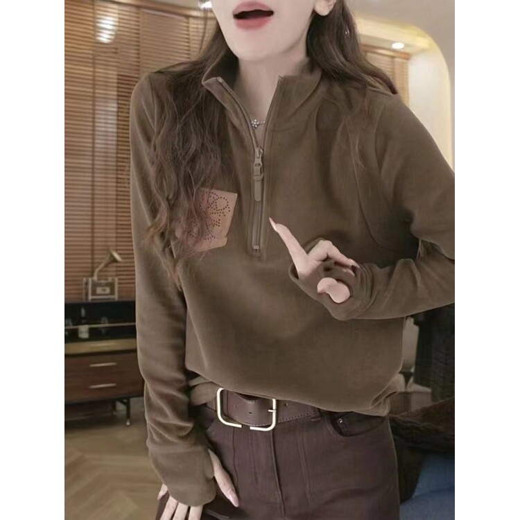 穿指袖子加长卫衣女2024新款秋冬季半指手套上衣外穿包手绒衫衣服