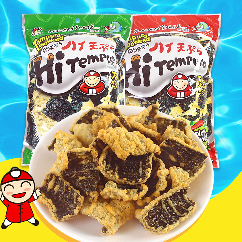 泰国进口零食 老板仔香辣味原味天妇罗海苔香脆片海苔卷日式小吃