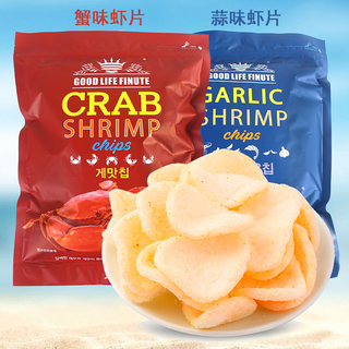 韩国进口网红零食趣莱福虾片蒜味蟹味超大包装鲜虾巨型膨化大礼包
